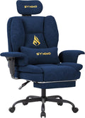 Symino Gaming Chair with Foot Rest, Unique Up/Down Armrests, PU Leather Ergonomic High Back Chair, 150° Recline Solid Color Computer Desk Chair, Blue by Unknown