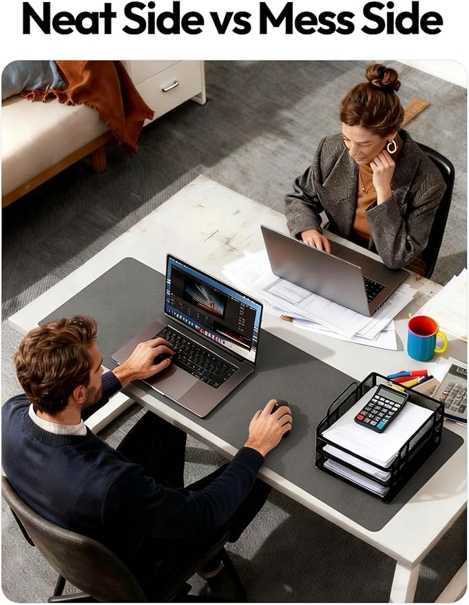 YSAGi Leather Desk Pad Protector, Office Desk Mat, Large Mouse Pad, Non-Slip PU Leather Desk Blotter, Laptop Desk Pad, Waterproof Desk Writing Pad for Office and Home (Dark Grey, 47" x 17") - Image 6