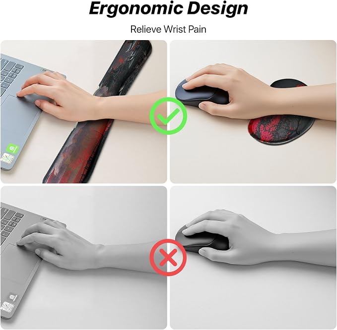 FreeNook 3-in-1 Large Gaming Mouse Pad, Anime Mouse Pad & Keyboard Wrist Rest Support, Japanese Desk Mat Set for Home Office Study Game, 31.5 X 11.8 Inch - Image 7