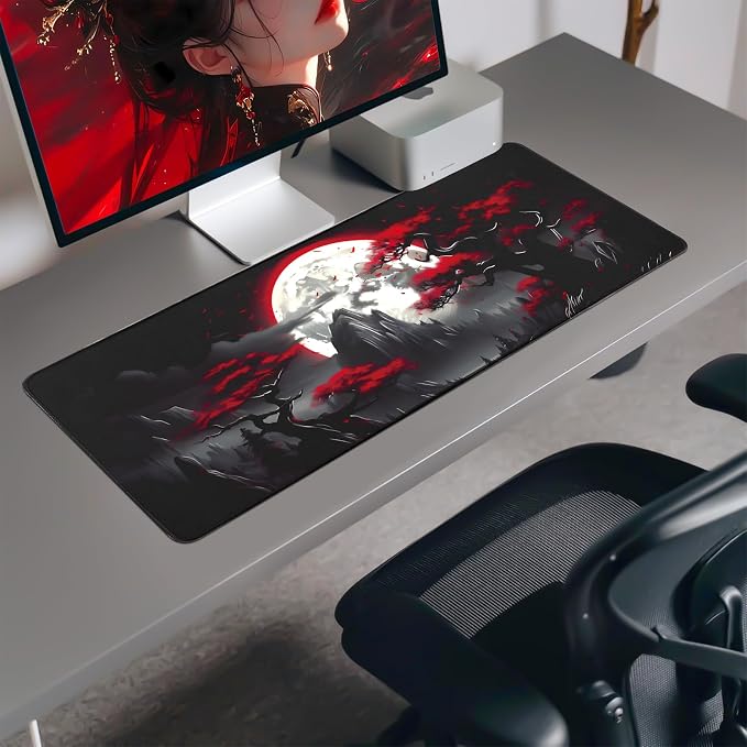 FreeNook Large Gaming Mouse Pad, Anime Black Mousepad with with Non-Slip Base, Expanded Cool Desk Mat, Mountain Moon Scenery XL Keyboard Mat Suitable for Home Office,31.5 X 11.8 Inch - Image 7