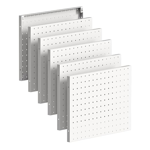 Pegboard Organizer 6 Pack 15.7'' x 11.8'' Metal Peg Board Wall Control Pegboard for Garage Gaming Room Entryway Kitchen Tool Storage, White - Image 9