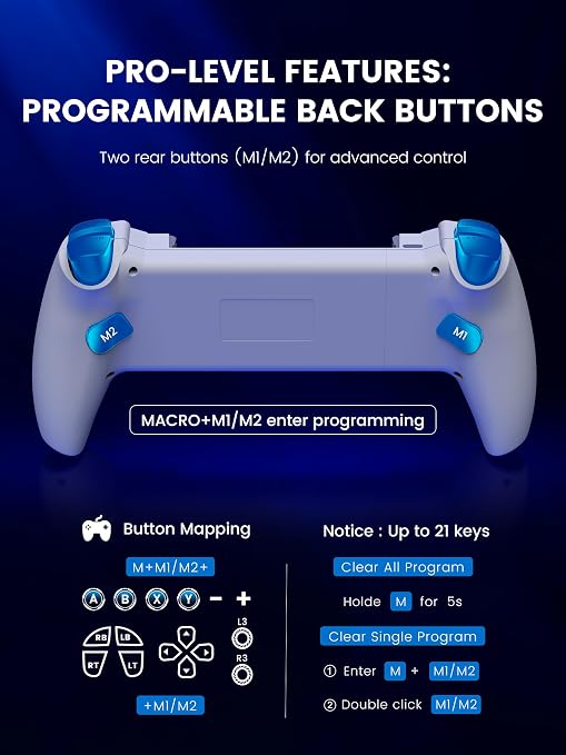 KICKDOT Mobile Gaming Controller with TMR Joysticks & Hall Triggers, No Drift Bluetooth Gamepad for iPhone (iOS)/Android/Switch 2/1/OLED - Wireless Controller for Xbox Cloud/Steam Link, RGB Light, Turbo Macro Back Buttons, Long Battery - Image 4