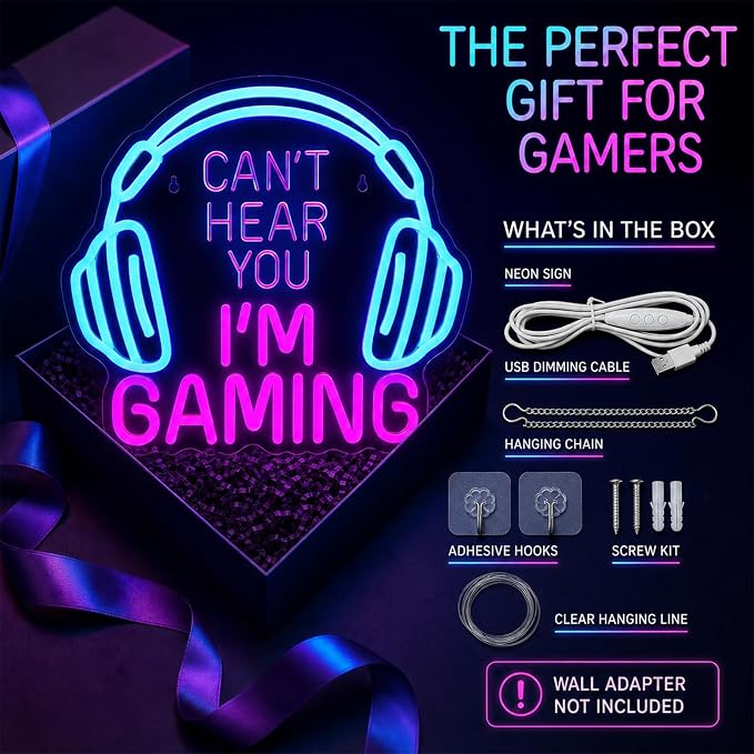 Gaming Neon Sign, Headset Lightup Game LED Neon Light for Game Zone - Image 8
