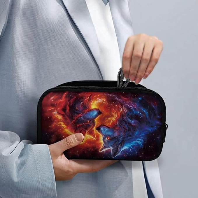 Galaxy Fire Wolf Print Electronics Organizer Travel Case, Water Resistant Cable Organizer Bag for Travel Essentials, Tech Gifts for Men, Storage Bag as Accessories for Phone, Cord - Image 4