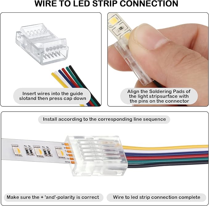 Flutesan 20 Pcs 6 Pin 12 mm LED Strip Connector RGB Lights - Image 6