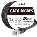 Jadaol Cat6/Cat6A Ethernet Cable 20FT Flat with Clips 10Gbps Network, Black by Jadaol