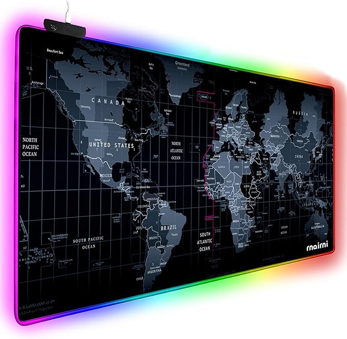 Extended RGB Gaming Mouse Pad, Extra Large Gaming Mouse Mat for Gamer, Waterproof Office Desktop Mat with 10 Lighting Mode, for PC Computer RGB Keyboard Mouse - 31.5'' x 15" x 4mm(Map) by rnairni