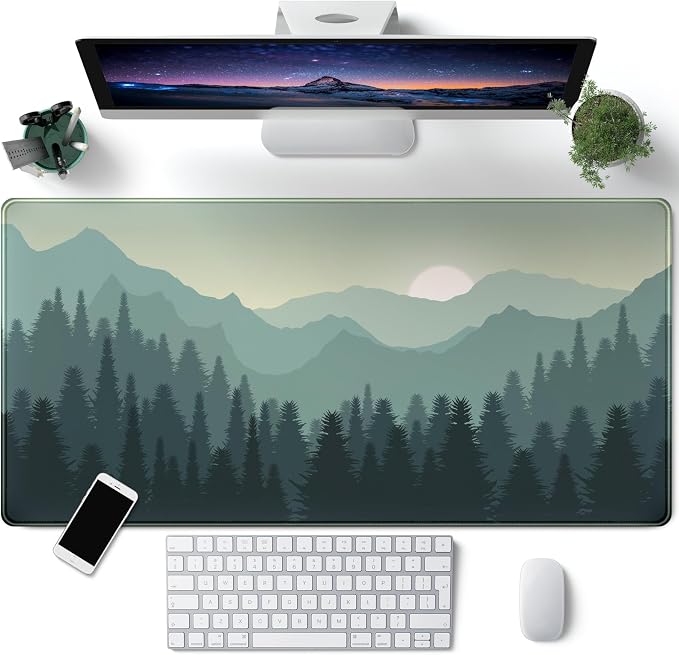 Forest Desk Mat Green Nature Large Mouse Pad XXL 31.5''X 15.7'' Landscape Aesthetic Desk Pad Gaming Mousepad Big Keyboard Mouse Mat for Laptop Computer Office Decor by CYZFF