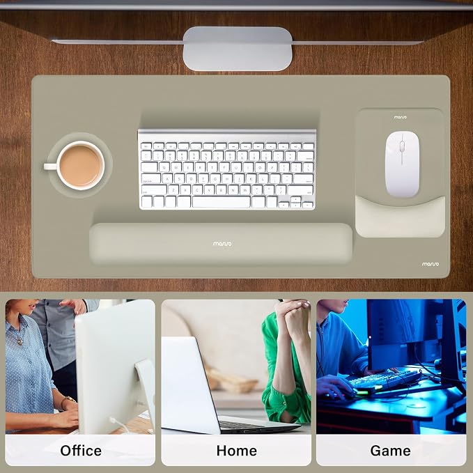 MOSISO Keyboard Mouse Pad Set, Large Gaming Mouse Pad&Keyboard Wrist Rest | Rectangular Mousepad with Wrist Rest&Coaster, Ergonomic Non-Slip&Easy Typing Pad with Curved Silicone Lining, Bronze Brown - Image 7