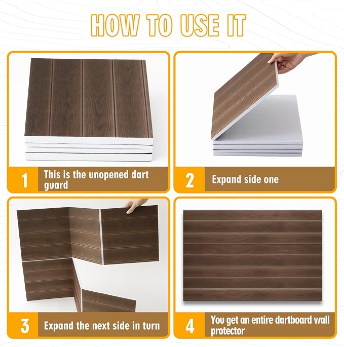 Hahafelt Felt Wood Grain Dart Board Wall Protectors Square Dart Board Backing Tiles Dartboard Backboard Cork Backboards Alternative - Image 3