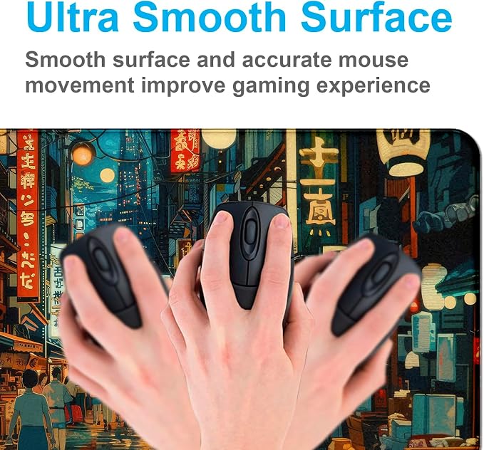 Cute Japanese Street Keyboard Desk Mat, Tokyo Night View Computer Mouse Mat | Large Extended Mouse Pad; Full Desk Coverage; Waterproof Coating; Stable Anti-Slide Base For Gaming, Office, Study Daily Use - Image 5