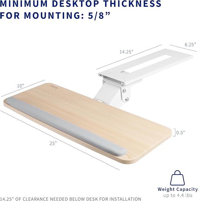 VIVO Light Wood Under Desk 25 x 10 inch Keyboard Tray, MOUNT-KB03C - Image 5