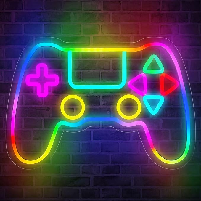 Qusea Gamer Neon Sign Gamepad Shaped RGB LED Neon Lights Gaming Sign USB Powered Game Gift for Boys Bedroom Gamer Room Wall Decor by Qusea