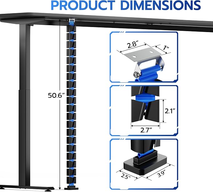 ARES WING Under Desk Cable Management Spine, Screw-On Vertebrae Cord Organizer for Standing Desk, Length-Adjustable with 20 Modular Segments for Office & Gaming Desks, Blue - Image 7
