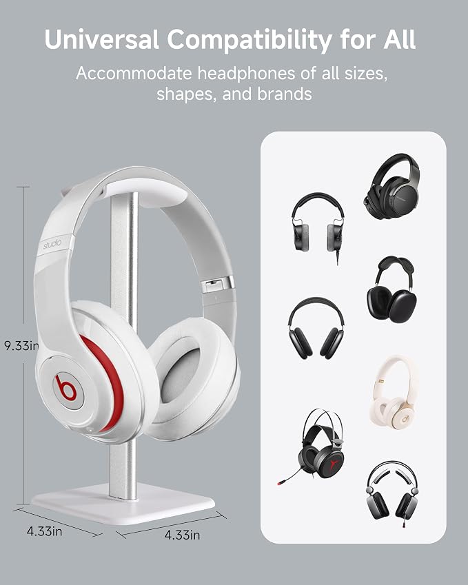 Sleek Modern Headphone Stand for Desk - Easy Assembly & Disassembly - Exquisite Craftsmanship Headset Holder for All Type PC Wireless Gaming Headset (White) - Image 3