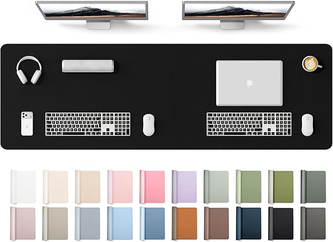 YSAGi Leather Desk Protector, Office Mat, Large Mouse Mat, Non-Slip PU Leather Blotter, Laptop Desk Mat, Waterproof Writing Pad for Office and Home(Black, 63" x 17.2") by YSAGi