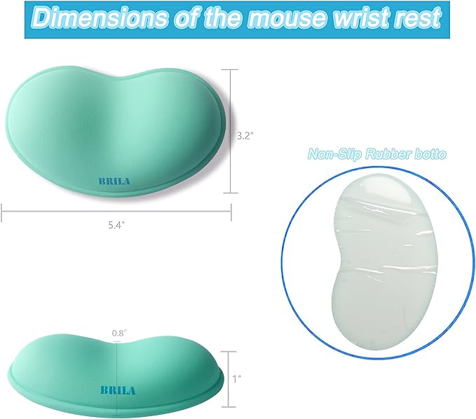 BRILA Ergonomic Silicone Mouse Wrist Rest, Cooling Silica Gel PU Leather Mouse Wrist Support Pad for Office Work and Laptop Computer Gaming (Aquamarine Leather) - Image 5