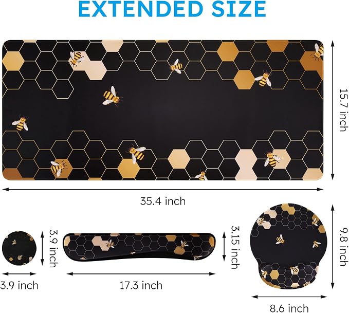 iCasso Honeycomb Mousepad 35.4"x15.7", Desk Protector for Workspace - Image 2