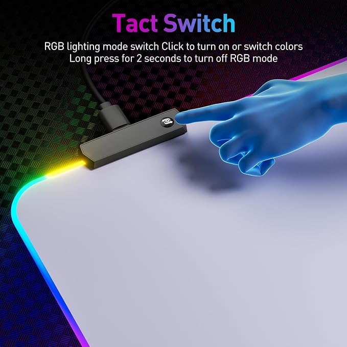 RGB Mousepad Led Mouse Pad, Large Mouse Pad,Led and Big Mouse mat(White) - Image 4