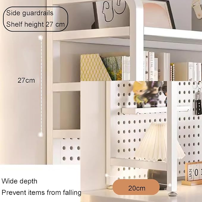 Peg Board, 2 Tier I Ndustrial Style Desktop Bookshelf， Pegboard Monitor Shelf, with 20 Hooks Modular Pegboard Shelf System for Home Office(Black,55x20x68cm) - Image 4