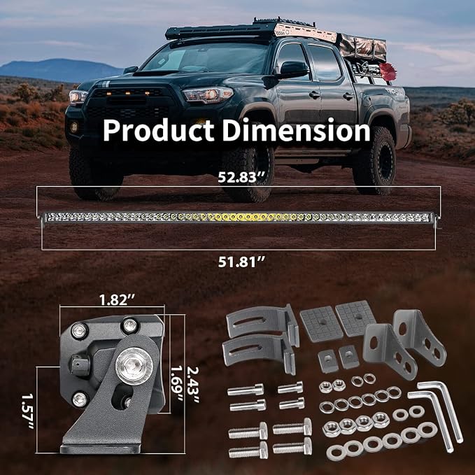 LASFIT LED Light Bar 52 Inch Slim Single Row LED Bar Spot Flood Combo 6000K - Image 5