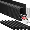 EVEO Cable Management Under Desk Kit (6 Units) - Under Desk Cable Management Cord Hider, Cable Hider Cord Management, Cable Organizer, Cable Raceway | Self-Adhesive 96'' J Channel 6X16 - Black by EVEO