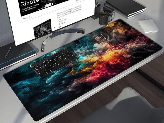 Rinaze Large Gaming Mouse Pad Desk Mat with Superior Micro-Weave Cloth, XXL Big Mousepad with Stitched Edges, Anti-Slip Desk Keyboard Pad for Gaming, Office and Home - Image 6