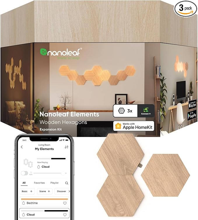 Nanoleaf Hexagon Lights, Smart RGBW LED Wall Light Panels, 3 PK, Brown by NANOLEAF