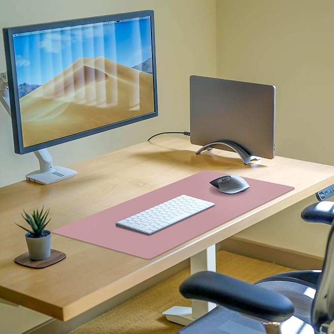 Leather Desk Pad Mat, Dusty Pink Desk Mat, 23.6" x 13.7" | Non-slip and Waterproof Computer Mat, Desk Protector for Office/Home, Desk Accessories for Women - Image 4