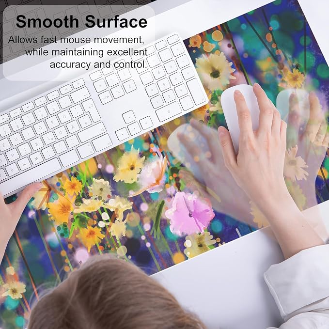 QiyI PU Leather Large Mouse Pad, Office Decor, 31.5" x 11.8", Ivy Flowers | Desk Décor Accessories, Extended Size, Waterproof & Easy to Clean, Smooth Surface, Non Slip Desk Organization - Image 4