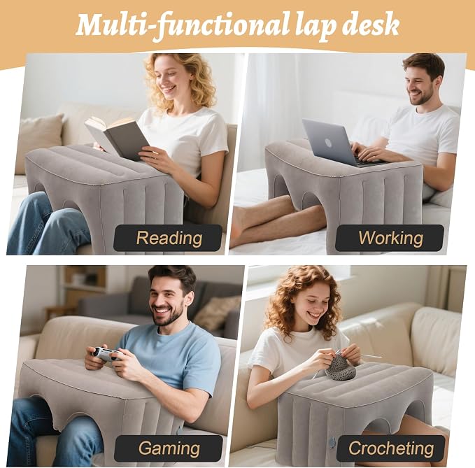 Inflatable Reading Pillow, Laptop Lap Desk with Inflatable Bag, Adjustable Gaming Pillows for Bed, Couch, Floor, Portable Leg Elevation Pillow for Comfortable Reading, Working, Crocheting - Image 4