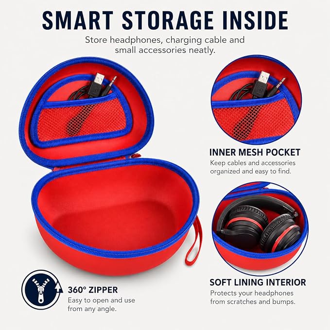 ANKHOH Kids Headphone Case for eKids for Beats Solo4 Headphones, Red - Image 6