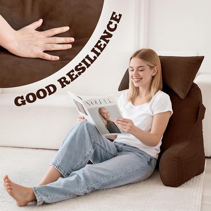 Reading Pillow for Bed,Back Pillow for Bed Sitting Up,Lumbar Support Pillow - Image 4