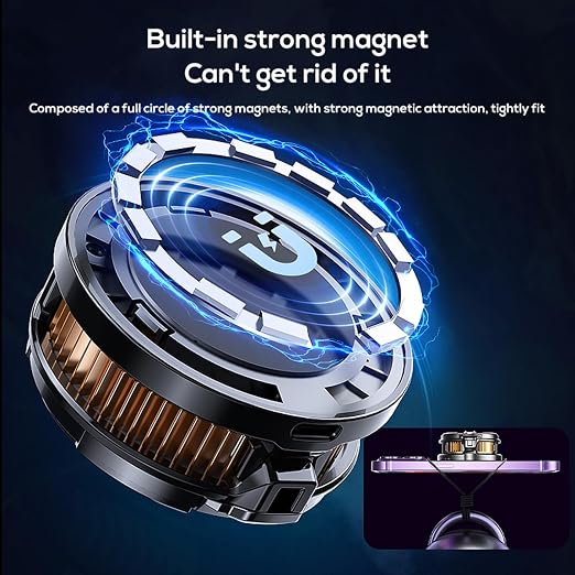 Oluote Phone Cooler for Gaming Magnetic Cell Phone Cooler Fast Phone Cooling Fan Lightweight Quiet with Spring Clip RGB LED Light for iPhone/Android - Image 7