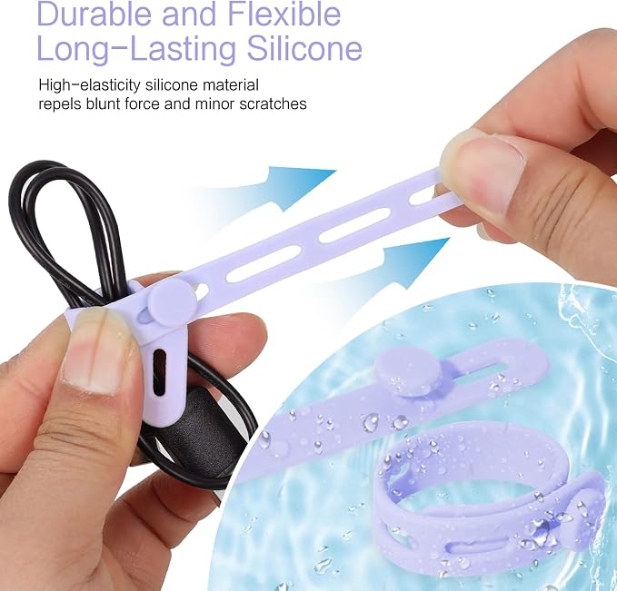 Donruby 30Pcs Silicone Cable Ties, Reusable Cord Organizer Straps, 6 Colors - Image 4