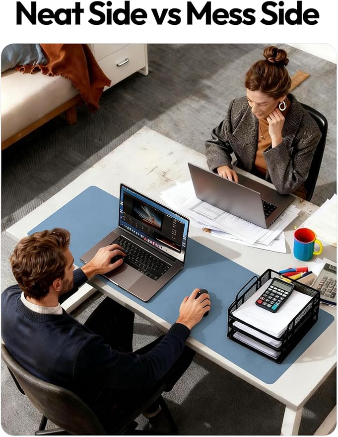 YSAGi Desk Protector&Blotter, Non-Slip Waterproof Leather Mouse Pad | Shields Scratches, Stains, Spills, Heat & Scuffs; Suede Non-Slip; Easy-Clean; Comfy Writing/Typing, 31.5" x 15.8", Blue - Image 6