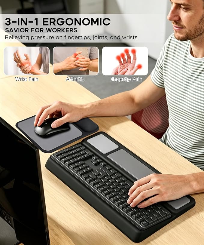 JIKIOU Keyboard Stand and Mouse Pad Set with Wrist Rest - Image 6