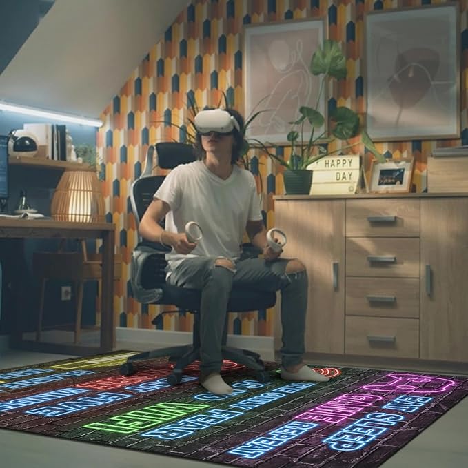 Gaming Chair Mat for Carpet Hardwood Tile Floor,36"x48" Gaming Rug for Gaming Room, Under Desk Non Slip Gamer Rug,Low-Pile Game Room Rug,Rubber Backing Large Gaming Chair Floor Mat,Printed Neon - Image 4