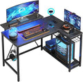 Bestier 42-Inch L-Shaped Gaming Desk with Charging & LED, Marble Black by Bestier