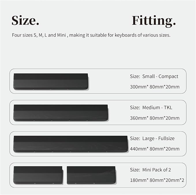 Faluber Wooden Wrist Rest Black Lacquered,12-inch Length and 20mm Thickness for Compact Keyboard, Ergonomic Design Palm Rest for Mechanical Keyboard,Stain Resistant (Compact-300mm, Black Lacquered) - Image 3