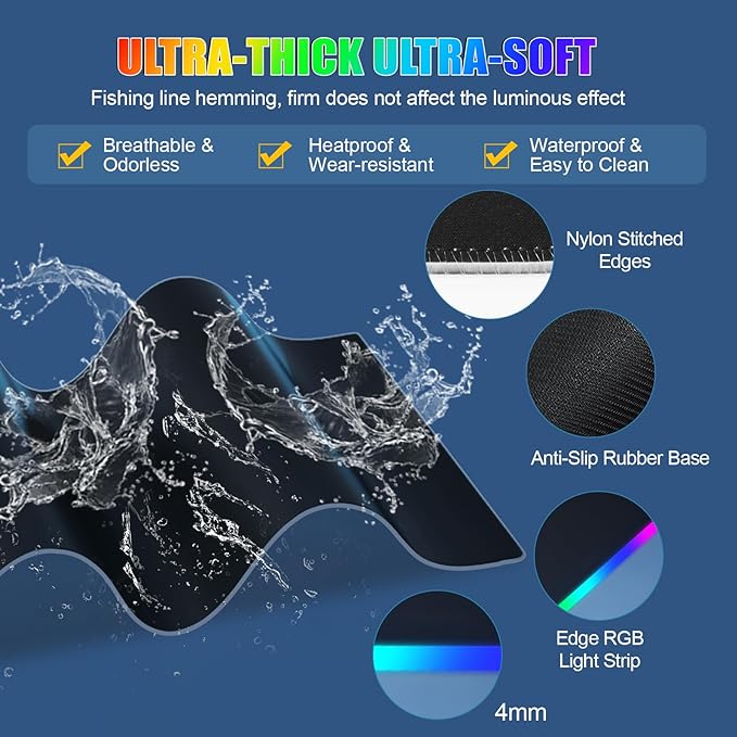 Mouse Pad with Foldable Phone Holder & Wireless Charger, XL RGB Gaming Mousepad 31.5"x11.8" Large Desk Mat for Keyboard, Home Desk Pad with Dual Qi Charging Station | 11 Colors & 5 Modes | Waterproof - Image 6