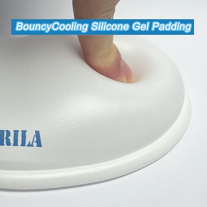 BRILA Ergonomic Silicone Mouse Wrist Rest, Cooling Silica Gel PU Leather Mouse Wrist Support Pad for Office Work and Laptop Computer Gaming (White Leather) - Image 3