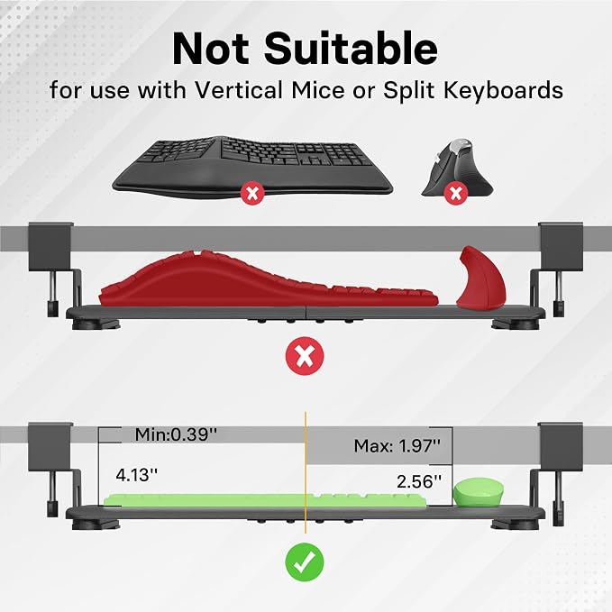 BONTEC Under Desk Keyboard Tray, Pull-Out Keyboard & Mouse Platform - Image 6