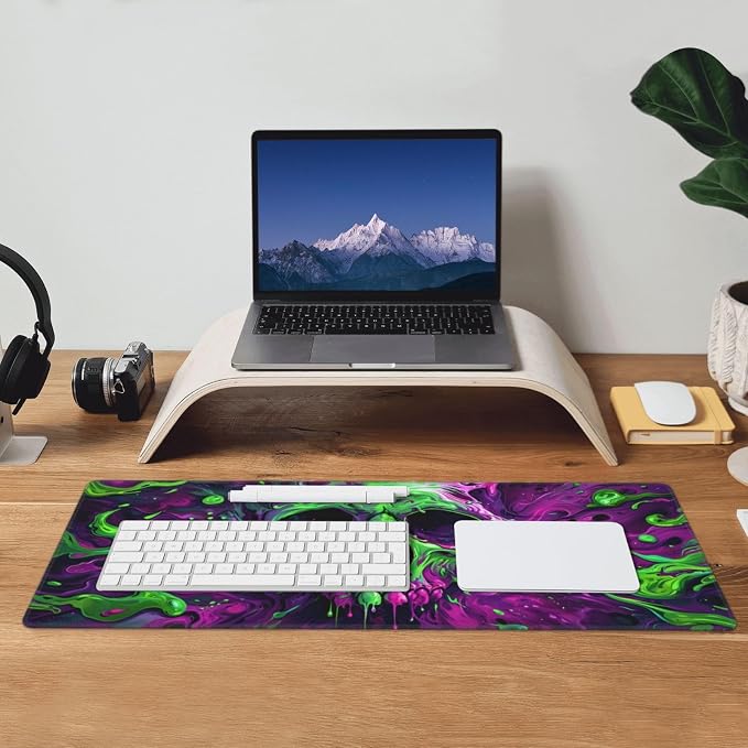 Gaming Mouse Pad Desk Pad,Extended Big Mouse Pad,31.5x11.8 Inch Long Computer Keyboard Mouse Mat Mousepad with 3mm Non-Slip Base and Stitched Edge for Gaming and Office… (Watercolor Skull 2) - Image 9