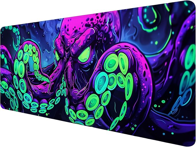 Octopus Desk Mat Gaming Mouse Pad Neon Cthulhu Monster Cool XL Mouse Pad Large Mousepad Extended Laptop Keyboard Mat Gaming Desk Pad Mouse Mat Office Computer Keyboard Laptop Home 35.4"x15.7" by Unknown