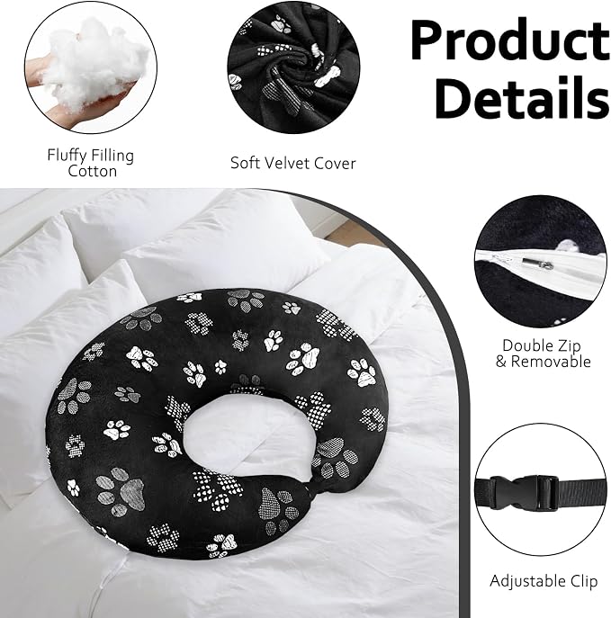 Crafting Pillow for Crocheting, Crochet Pillow for Lap Support, Fun Print Styles, Ergonomic Arm Support, For Bed, Floor, Chair Comfort, Pain Relief and Fatigue for Gaming and Woking (Black Cat Paws) - Image 7