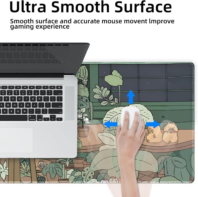 Galdas Gaming Mouse Pad XXL XL Large Long Extended Big Mousepad Non-Slip Rubber Keyboard Mouse Pad with Stitched Edges for Laptop Home Office (31.5x11.8x0.08 Inch) … (Green Window) - Image 6