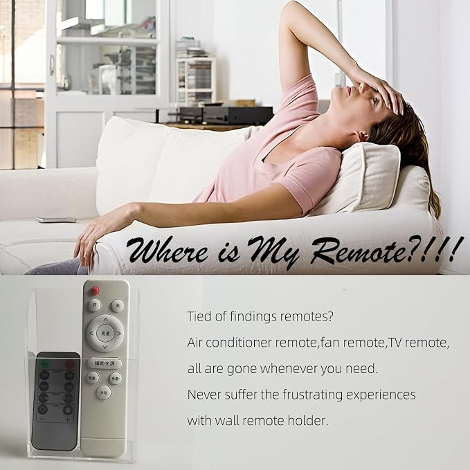 Acrylic Remote Holder Wall Mount Phone Holder for Bed, Hole-Free Fan TV Remote Holder Universal Phone Charging Storage Case for Wall, Sell-Adhesive Media Organizer - Image 2