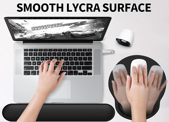 eulps Mouse Pad Wrist Support, Ergonomic Memory Foam Keyboard Wrist Pad & Gel Wrist Rest Set for Computer Keyboard for Easy Typing & Pain Relief for Office & Home(Black Set) - Image 7