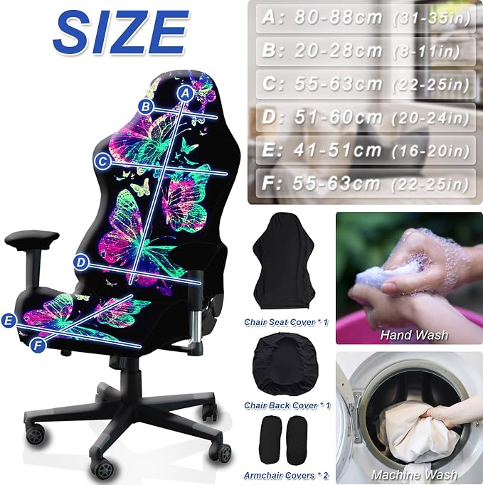 Gaming Chair Covers, 3D Printing Stretch Fit Scratch Resistant | Easy to install, Soft Breathable, Cat Scratch Proof, Washable Gaming Chair Seat Cover with Armrest Cover (No Chairs)(J) - Image 6
